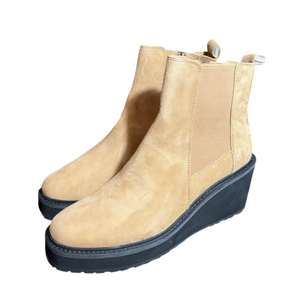 Linea Paolo Indio Wedge Boots Camel Suede Women's Shoes NEW Size 10M